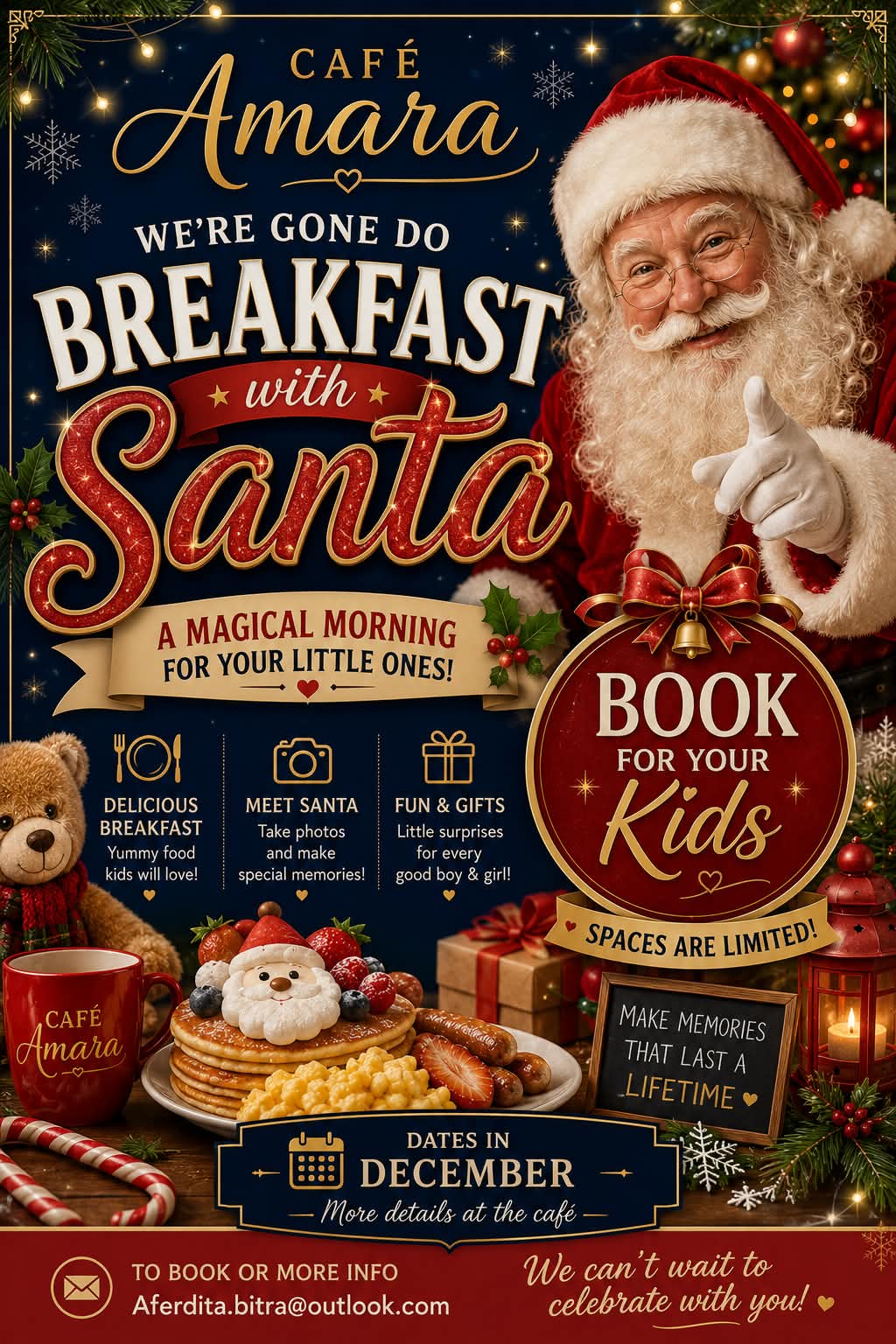 Breakfast with Santa at Cafe Amara this December - a magical morning for your little ones
